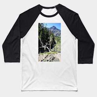 Glacier National Park, Dead Tree and Mountain Baseball T-Shirt